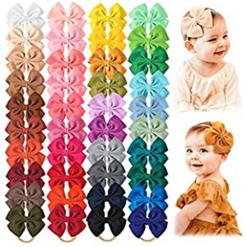 Amazon.com: Prohouse 40 PCS Big Bows Baby Headbands Nylon Hairbands Baby Bows Elastics for Baby Girls Newborn Infant Toddler Child Hair Accessories : Baby