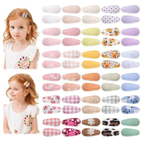60 PCS Snap Flower Pattern Hair Clips for Fine Hair - 1.5 Wrapped Mini Barrettes and Hair Accessories for Infants and Toddlers