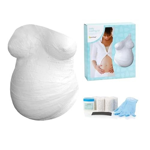 Pearhead Belly Casting Kit, Gender-Neutral Pregnancy Keepsake for Expecting Mothers, Baby Nursery Décor, Mother’s Day Keepsake, Pregnant Belly Imprint DIY Kit, White