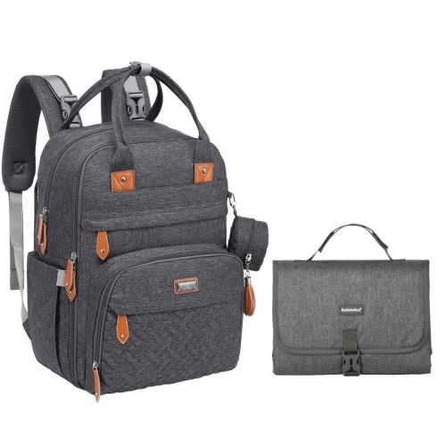BabbleRoo Diaper Bag Backpack Stylish Hands-Free Baby Bag with Changing Pad, Stroller Straps & Water-Resistant