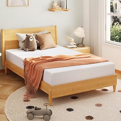 EGOHOME 8 Inch Twin Mattress, Memory Foam Mattress with Cooling Green Tea Gel, Relieve Pressure with Medium Firm Support, CertiPUR-US Certified, 75''L x 38''W, White