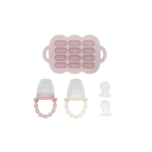 WeeSprout Silicone Baby Food Feeders + Freezer Tray for Batch Prep, Set of 2, Introduce New Foods Safely, Double as Teething Toys, Includes 2 Extra Pouches & Travel Lids, Dishwasher Safe