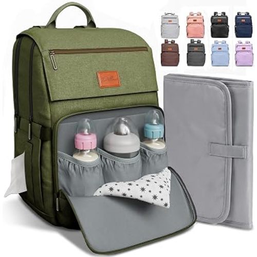 PILLANI Baby Diaper Bag Backpack - Large Bag for Boys & Girls, Waterproof Diaper Backpack - Baby Shower Gifts for Boys - Toddler Diaper Bag with Changing Pad - Large Capacity, Wide Opening Easy Access