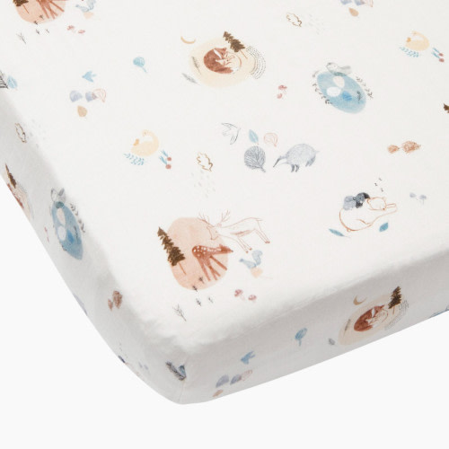 Loulou Lollipop Cotton & Bamboo Fitted Crib Sheet - Cozy Forest
