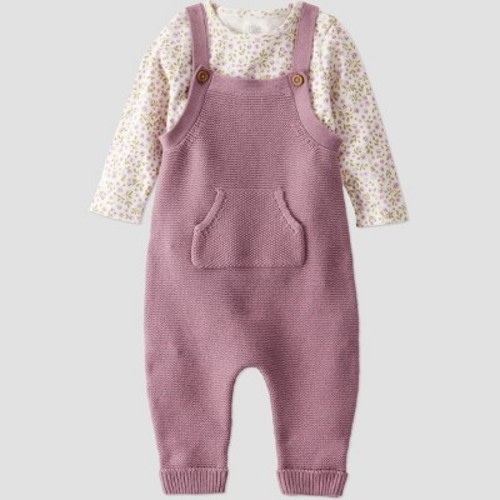 Little Planet By Carter's Organic Baby Girls' 2pc Sweater Overalls Set - Pink 3M