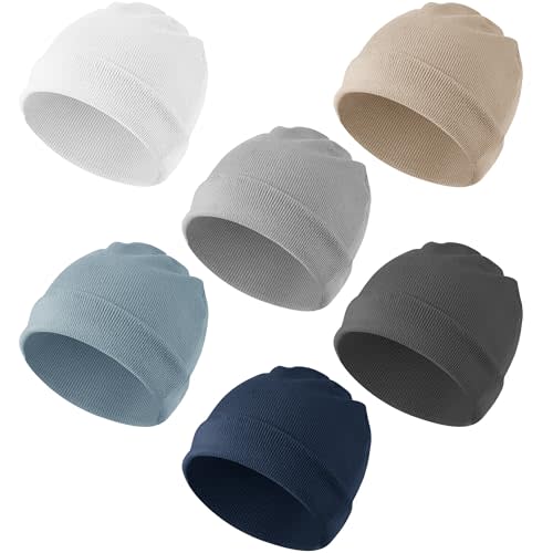Konssy 6 Pack Baby Beanie Hats for Unisex, Toddler Beanies Baby Girl Boy Hat Warm Cap for Baby, Infant, Toddler