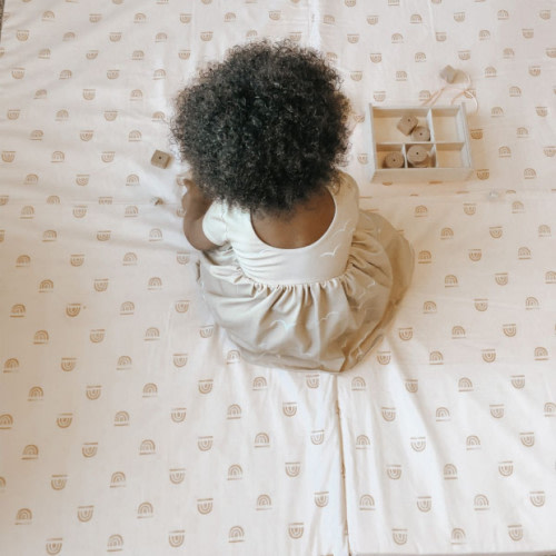 Standard Padded Play Mat - Rainbow Stamp In Cream
