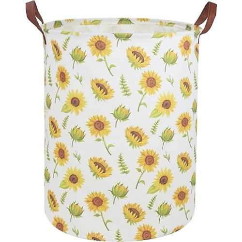 Girls Laundry Hamper,Sunflower Laundry Basket Collapsible Girls Storage Baskets for Home Decor,Office,Toy Organizer,(Sunflower)