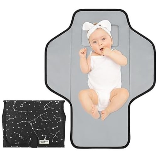 Portable Changing Pad Travel - Waterproof Compact Diaper Changing Mat with Built-in Pillow - Lightweight & Foldable Changing Station