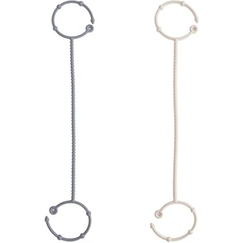 mushie Adjustable Silicone Toy Straps 2-Pack | Baby Accessories Holder for Travel, Stroller, High Chair (Tradewinds/Shifting Sand)