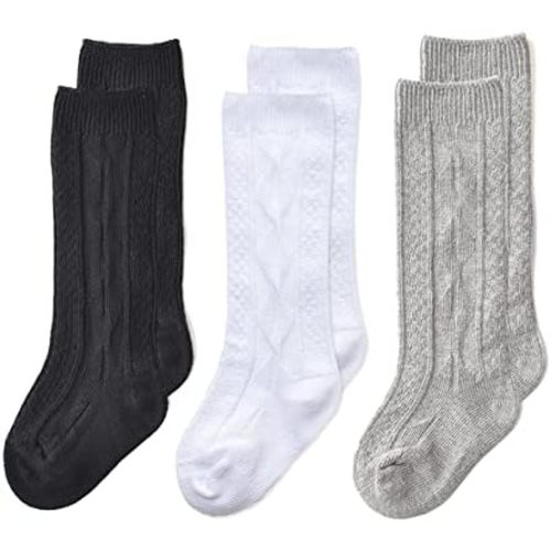 Mini angel Baby Knee High Socks Cable Knit Long Stockings Seamless Cotton Socks-Newborn Infant Toddler Boys Girls 3/5 Pairs