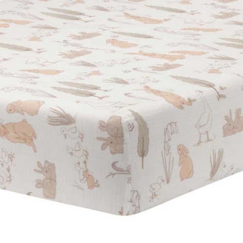 Bunny Hop Muslin Crib Sheet
