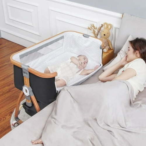 CIESMSI Baby Bassinet,3 in 1 Bassinet Bedside Sleeper with Wheels, 6 Height Adjustable Baby Bed Mosquito Net, Portable Bedside Crib for Infant/Newborn