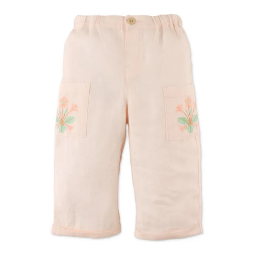 Melba Flowers Linen Pants | Pale Pink