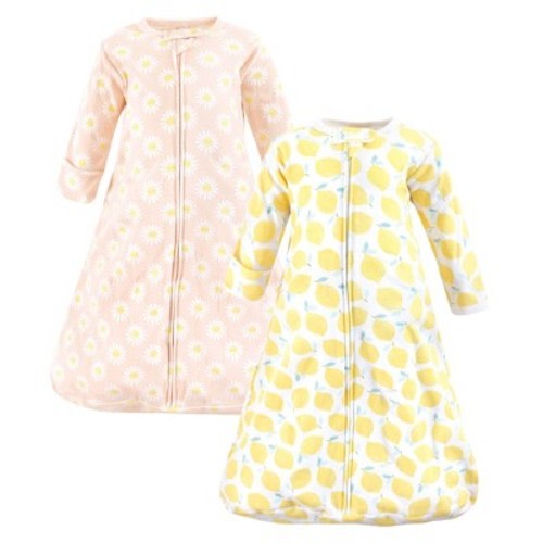Hudson Baby Infant Girl Cotton Long-Sleeve Wearable Sleeping Bag, Sack, Blanket, Lemon Daisy Long Sleeve, 0-3 Months