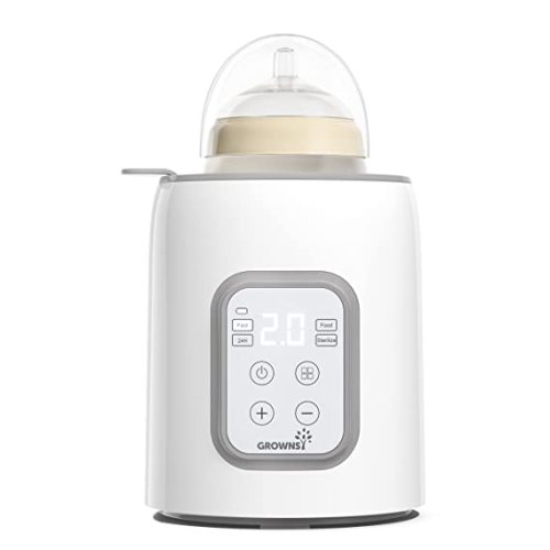 Bottle Warmer, Grownsy 8-in-1 Fast Baby Bottle Warmer with Timer, Safe for Breastmilk Nutrients, Accurate Temperature Control, with Defrost, Sterili-zing, Keep Warm, Heats Baby Food & Bottles