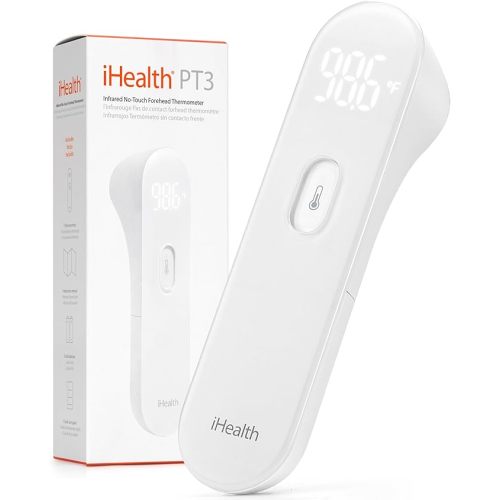 iHealth No-Touch Forehead Thermometer for Adults, Kids, Babies - FSA HSA Eligible, 3 Ultra-Sensitive Sensors, Quiet Vibration Feedback, Digital Large LED Digits, Easy to Use for Home & Nurses, PT3