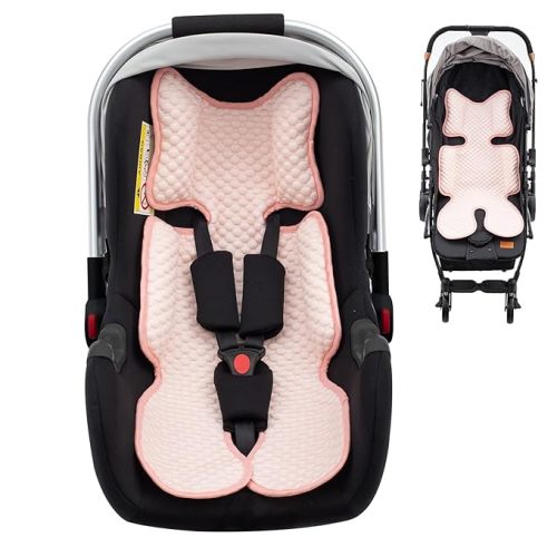 Baby Car Seat Pad, Mink Dot Car Seat Pad for Girls Boys, Stroller Pad with 3D Breathable Mesh, Multifunctional Infant Insert Liner for Summer