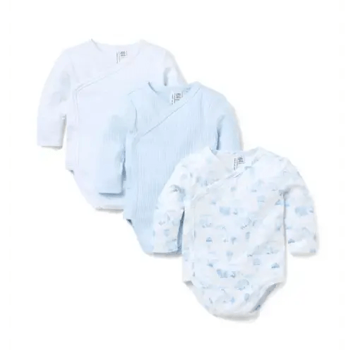 Baby Bundle Blue, Light Blue Animal Friends Toile And White Stripe Baby Wrap Bodysuit 3-Pack by Janie and Jack