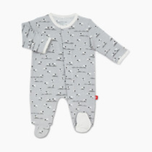 Magnetic Me Baa Baa Baby Modal Footie - Pastel Grey Baa Baa Baby, Newborn
