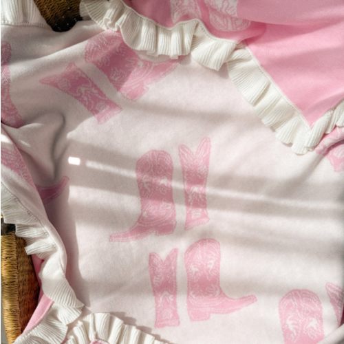 Knit Blanket | Pink Cowgirl Boots – Little and Fern