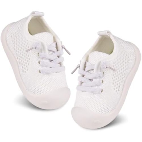 Baby Girl&Boy Toddler First Walking Shoes 6-12 Months Size 3 Black Barefoot Slip On Wide Toe Box Shoes Soft Footmates Casual Tennis Indoor Flexible Learning to Walk Rubber Sneakers