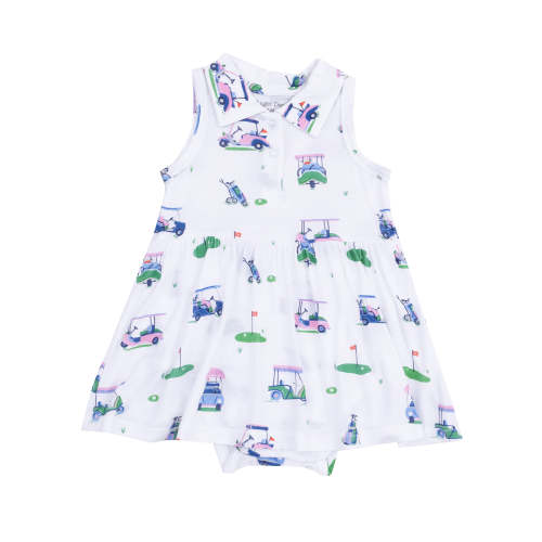 Polo Collar Bodysuit Dress, Vintage Golf Carts Pink