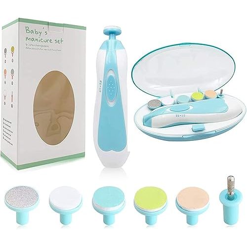 Baby Nail Trimmer File with Light Safe Electric Nail Clippers Kit for Newborn Infant Toddler Kids Toes and Fingernails Care, Polish and Trim Battery Operated (AA)