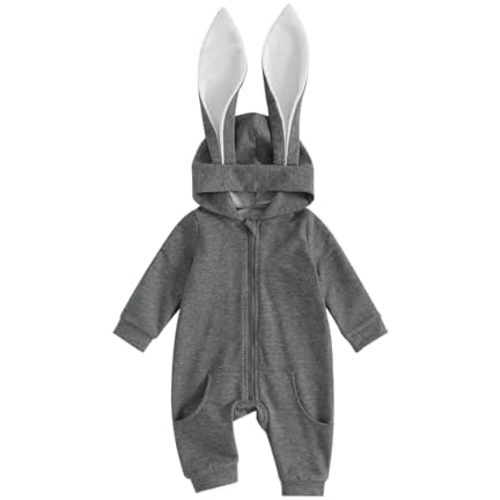 CIYCUIT Baby Boy Girl Easter Outfit Long Sleeve Bunny Romper