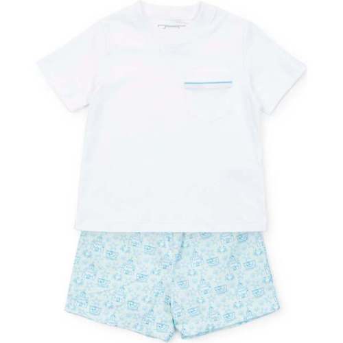 Hudson Boys' Short Set, Sandcastles Blue - Lila + Hayes | Maisonette