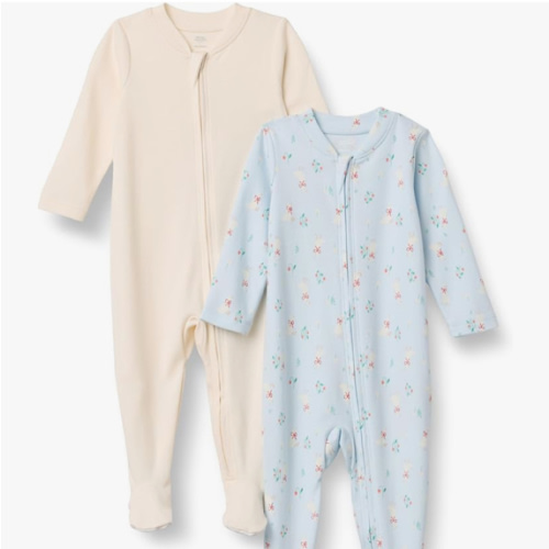 Amazon Essentials x Sofia Grainge Unisex Babies' Cotton Footed Sleep and Play Bodysuit, Pack of 2