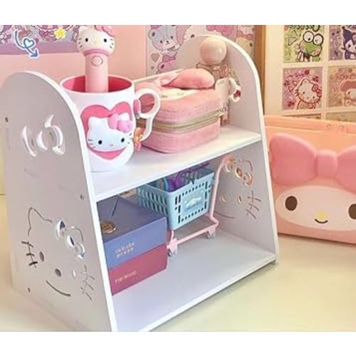 HelloKittys Wooden Desk Organizer Storage shelve, File Folder for Office Home bathroom (White)