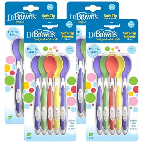 Dr. Brown's Soft-Tip Toddler Feeding Spoons, 24 Pack, Multi