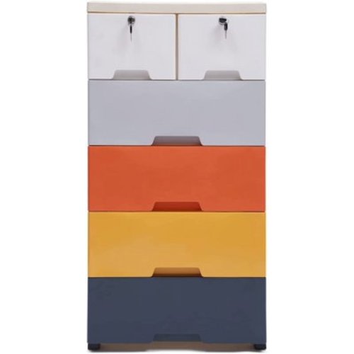 Plastic Drawer 5-Layer Closet Storage Baby Clothes Organizer Plastic Dresser with Drawers Morandi Dresser Clothes Drawer Small Kids Dressers for Bedroom Clothes Playroom Furniture Toys