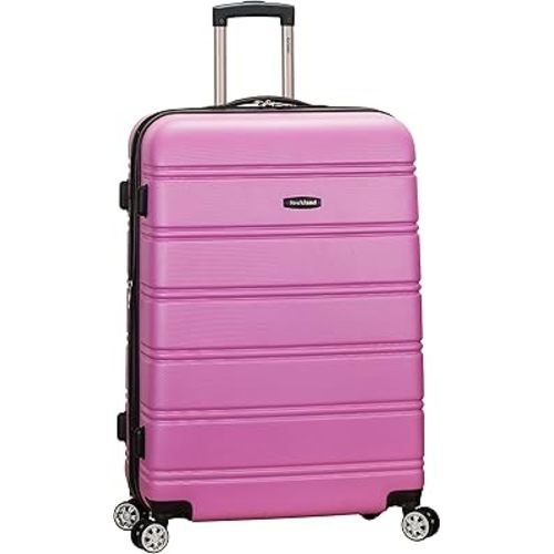Rockland Melbourne Hardside Expandable Luggage with Spinner Wheels, Pink, Checked Large 28"