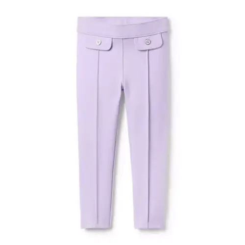 Girl Purple Blossom Seamed Button Ponte Pant by Janie and Jack