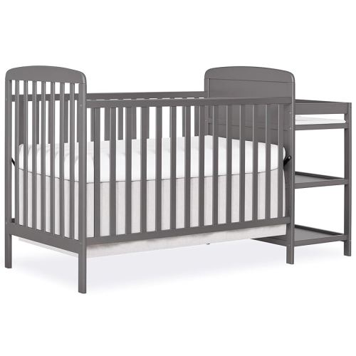 Dream On Me Anna 3-in-1 Full-Size Crib and Changing Table Combo in Steel Grey, Greenguard Gold Certified, Non-Toxic Finishes, Includes 1" Changing Pad, Wooden Nursery Furniture