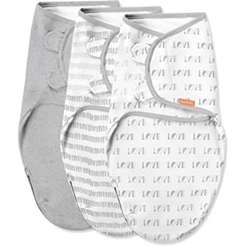 SwaddleMe Easy Change Swaddle - Size Small/Medium, 0-3 Months, 3-Pack (Love)