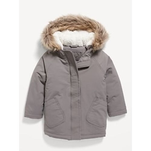 Water-Resistant Faux-Fur-Trim Hooded Nylon Parka for Toddler Girls