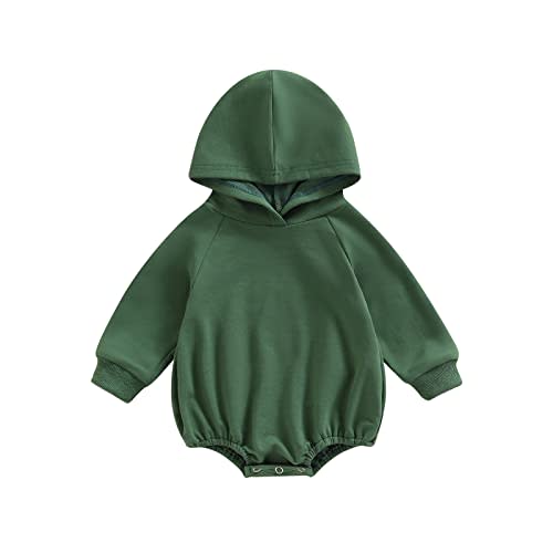 Thorn Tree Newborn Baby Boys Hooded Sweatshirt Long Sleeve Solid Romper Infant Baby Fall Winter Spring Outfits