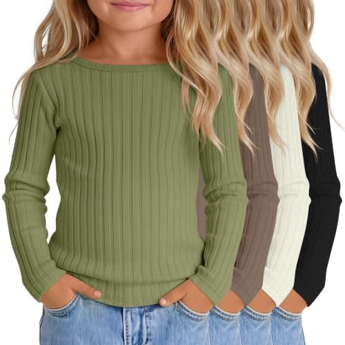 4 Pack Toddler Girls Long Sleeve Shirts Cute Tops