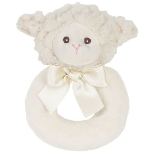 Bearington Baby Lamby, 5.5 Inch Cream Lamb Plush Stuffed Animal, Soft Baby Rattles and Plush Rings