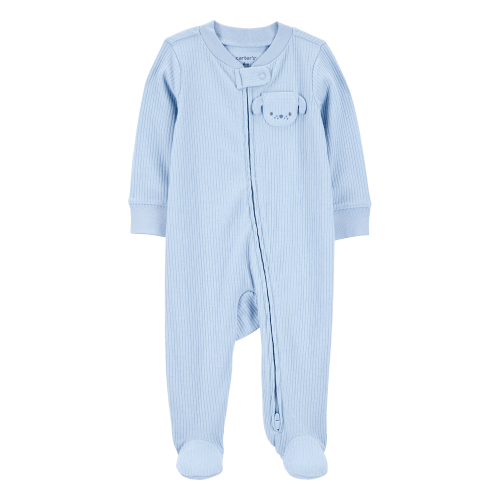 Baby Dog Pocket 2-Way Zip Ribbed Sleep & Play Pajamas - Blue - Carter's | Carter's