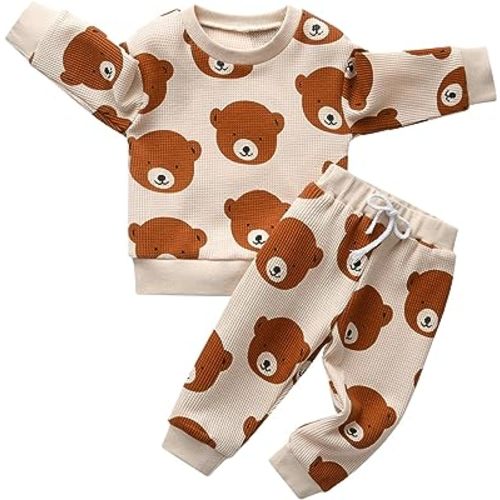 Toddler Baby Boy Clothes Infant Long Sleeve Bear Print Tops + Pants Sweatsuit Outfits