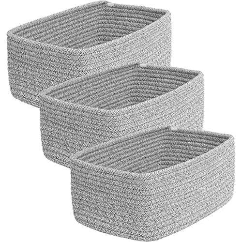 Small Woven Storage Basket,Medium Storage Baskets,Mini Cotton Rope Basket,For Shelves,Nursery,Office,Bathroom,And More–Perfect For Organizing&Décor