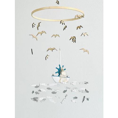 Fishing Baby Mobile, Marine Crib Mobile Nursery, Boat Fish Bird Baby Toddler Mobile, Modern Minimalist Mobile, Gender Neutral Mobile - Etsy