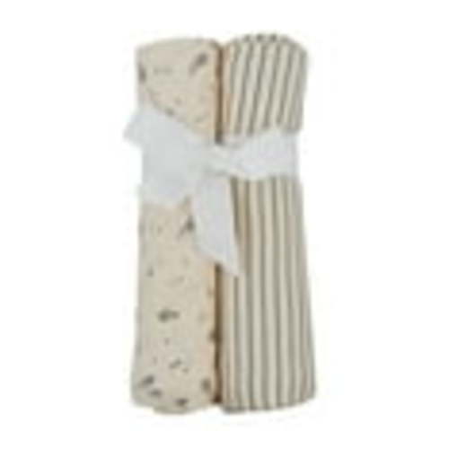 Milkberry Soft Bamboo Muslin Baby Blanket Gift Set 2 Pack Swaddle Receiving Blanket for Baby Girl Beige Space Ships