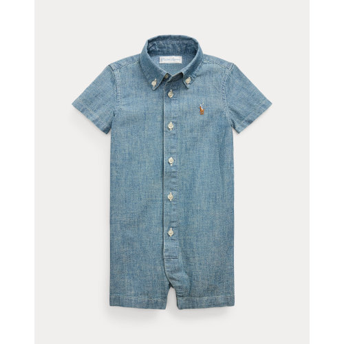 Indigo Cotton Chambray Shortall