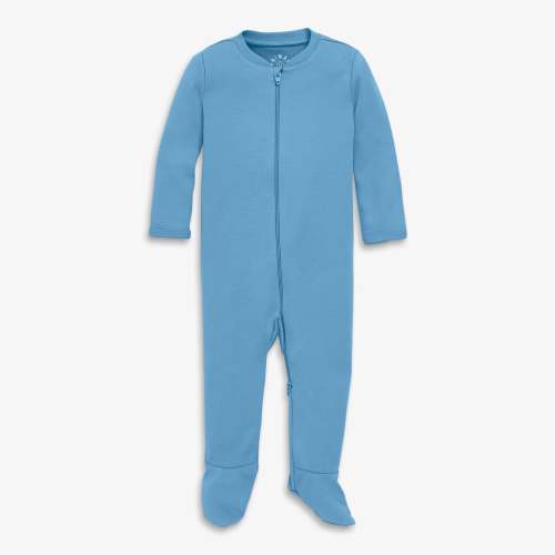 Baby organic zip footie - Cornflower / Size NB