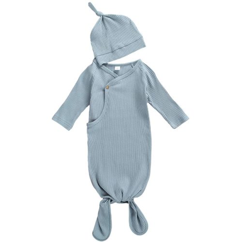 CIYCUIT Knotted Baby Gowns Newborn Coming Home from Hospital Outfit - A Blue - 0-6 Months